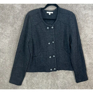 Cabi Blazer Womens Large Gray 100% Wool Double Breasted My Fair Jacket Preppy